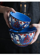 Bohemian Hand-Painted Ceramic bowls great for breakfast cereal, Salad, and soup.