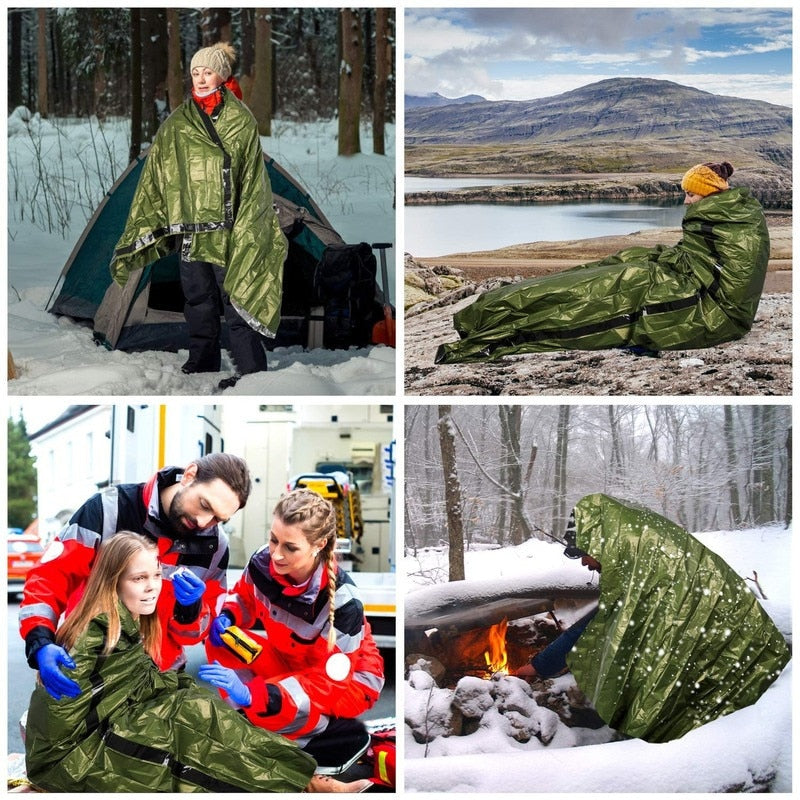 Waterproof Lightweight Thermal Emergency Sleeping Bag. Great for camping and light for hiking.