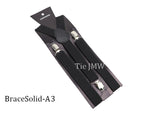 Leather Suspenders With Elastic Adjustable Straps.  Comes in a variety of solid Colors.