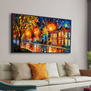 Modern Nordic Poster "Walking Down The Street" Oil Painting  Print On Canvas.