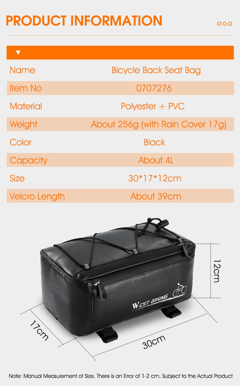 Waterproof 3 in 1rear bike bag. Reflective, 20L capacity