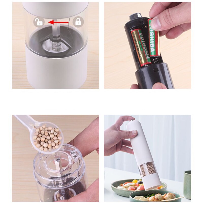 Electric Salt/Pepper Grinder With Adjustable Coarseness.