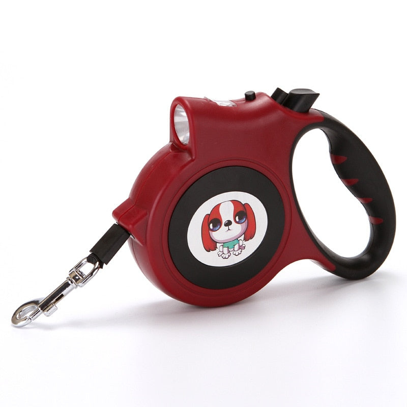 LED Retractable/Detachable Pet Leash with LED Flashlight.