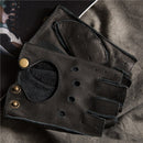 Leather Fingerless Gloves for Men And Women.  Genuine Cowhide for Workout Fitness, Driving or Riding.