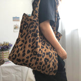 Corduroy Cotton Large Shoulder Shopping Totes