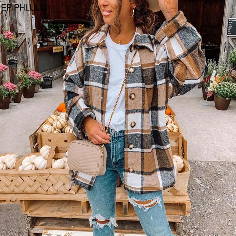 Women's Autumn Plaid Jacket.