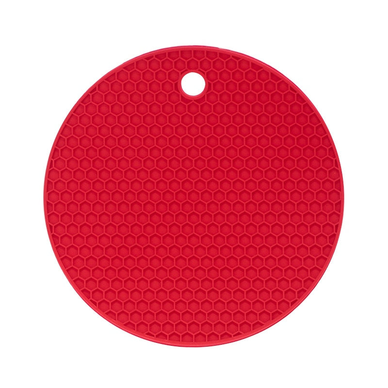 Multifunctional Round Heat Resistant Silicone Mat.  Can be used for Cup Coasters, Non-slip Pot Holder, Or Table Placemat.