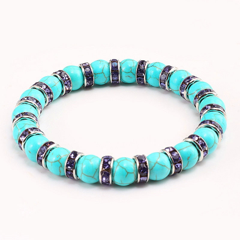 Natural Blue Chakra Bead Charm Bracelets For Women And Men.