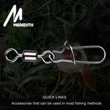 MEREDITH 50PCS Steel Aloy fishing connector. These quick links keeps your fishing line from getting tangled.