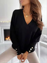 Women's Long Sleeve, V-neck Knitted Sweater.