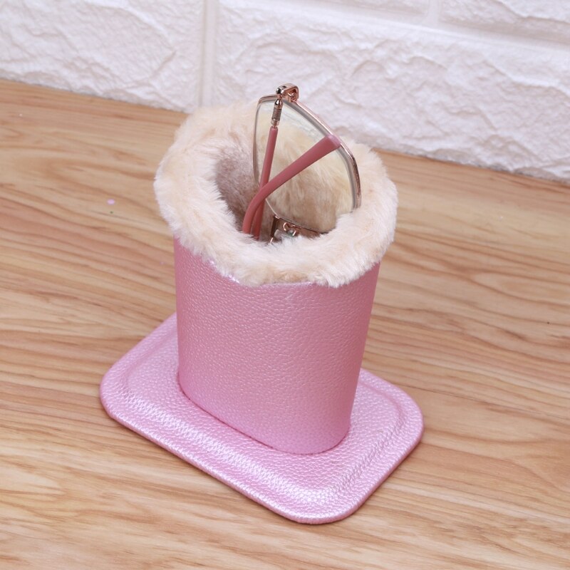 Leather Eyeglass Holder/Stand With Soft Plush Lining.