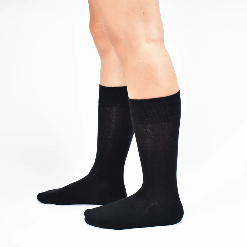 6 Pairs Men's Black Cotton Dress Socks.
