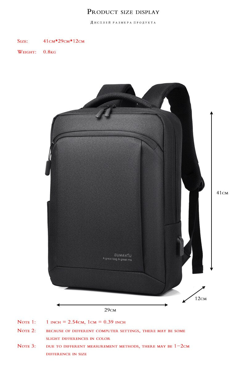 Unisex Oxford USB charging, anti theft laptop backpack.  Can be used for school and travel.