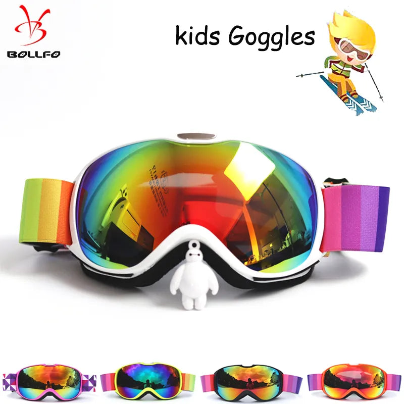 Children's Anti-fog, Double Layer Ski Goggles.