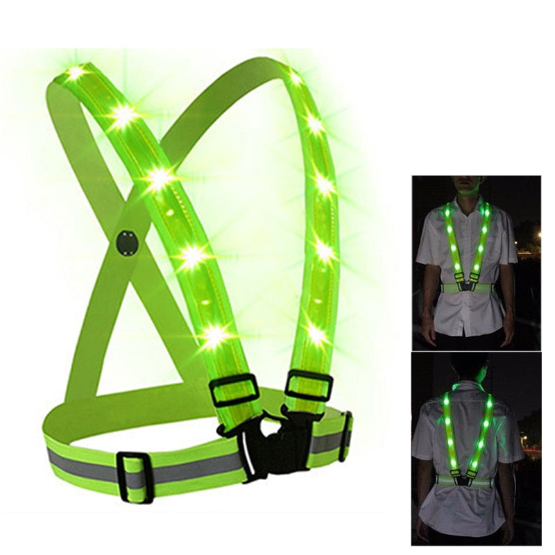 LED/USB Charging Reflective Vest With Adjustable Waist with Pouch For Running, Cycling and Walking.