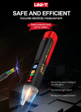 UNI-T AC Voltage Detector.  Electric LED tester pen. 12V- 1000V