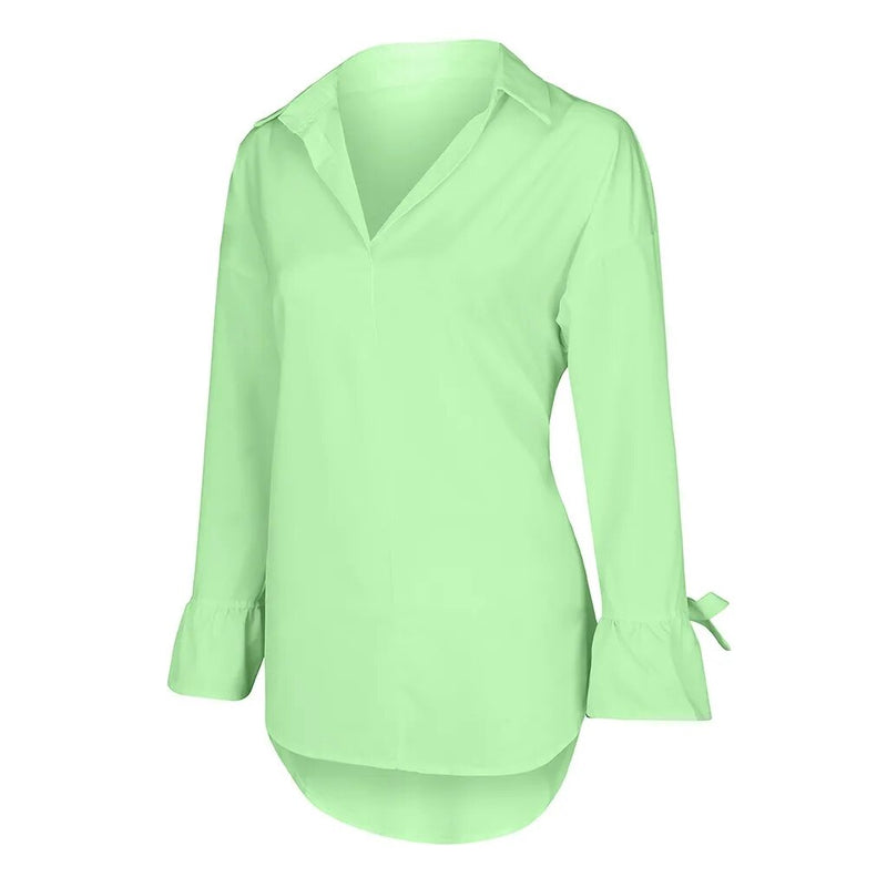 Women's Long Sleeve Solid Color Blouse.