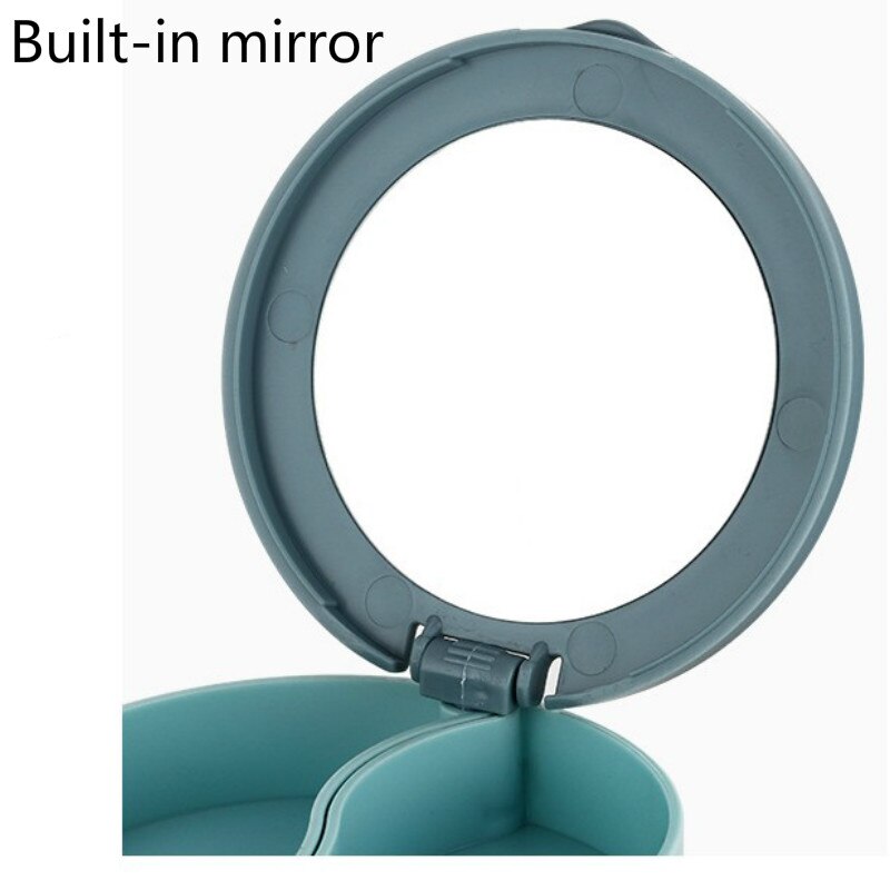 Multilayer Rotating Plastic Jewelry Organizer With Mirror.