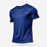 Men's multicolor short sleeve gym shirts. Quick drying, breathable sportswear