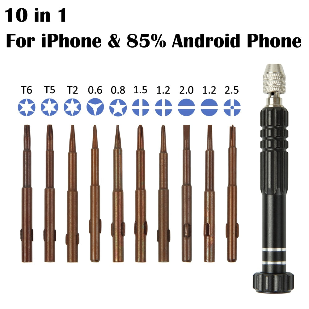 Precision Magnetic Torx Cross Pentalobe Head Screwdriver. Repair Kit For iPhone OR Android