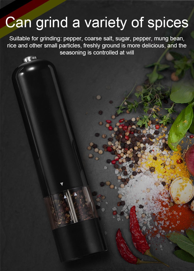 Electric Salt/Pepper Grinder With Adjustable Coarseness.