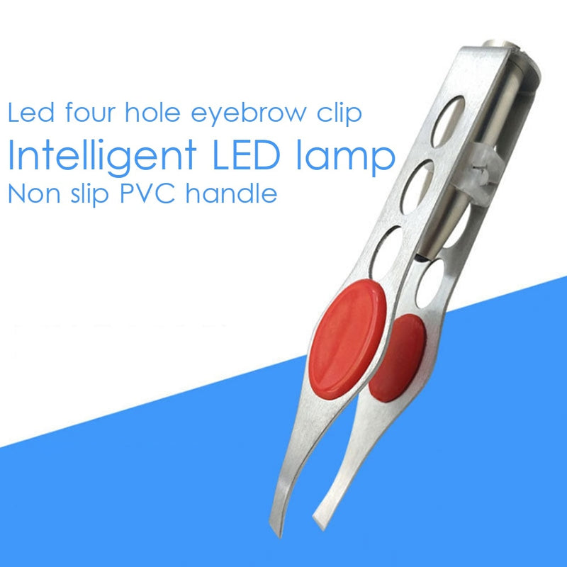 1pc Stainless Steel LED eyebrow tweezer.