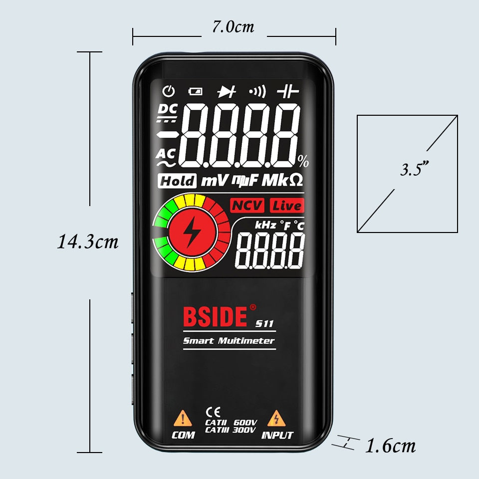 BSIDE Digital Multimeter S10 S11 S20 Smart DC AC Voltage Capacitor Ohm Diode NCV Hz EMF Tester Detector meter