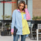 Celmia Women's Loose Fitting Long Sleeve Blouse With a Slit at the Back.