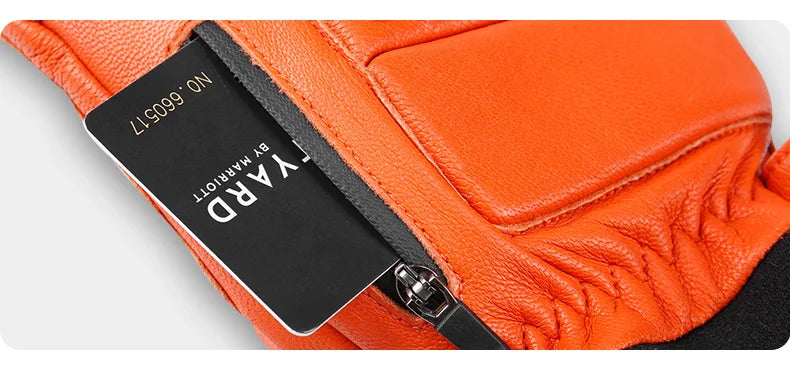 KUTOOK Men's Goatskin Leather Waterproof Thermal Gloves