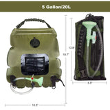 20L Outdoor Solar Shower Bag For Hiking Or Camping With Extra Shower Head