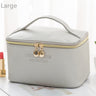 PURDORED 1 Pc  women's  Leather cosmetic Bag.  Leather Waterproof  Zipper Make Up organizer.