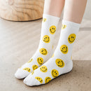 Dreamlikelin Smiley Print Cotton Tube Socks.