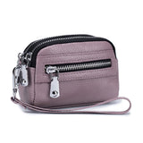 Women's Genuine Leather  Double Zipper Purse