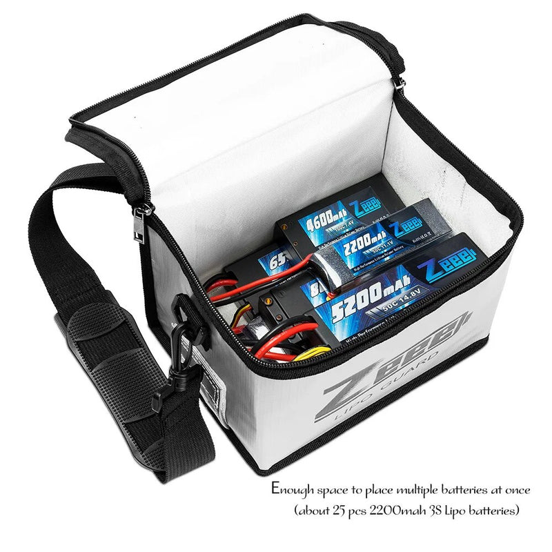 Zeee Lipo Fireproof/Explosionproof Battery Storage Bag.    Fire Guard Bag Measures 215X145X165mm.