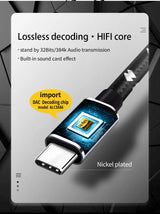 TODN type C to 3.5 mm jack aux audio USB cable silver 32bits/384khz Suitable for car xiaomi, earphones, speaker