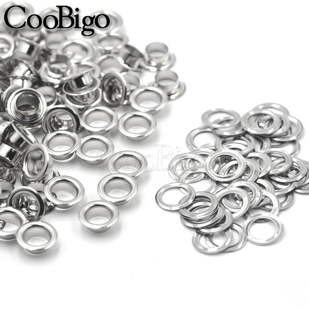100/Set Metal Eyelet Grommet Rings Sizes 2mm 3mm 4mm 5mm 6mm 8mm 10mm 12mm 14mm 17mm