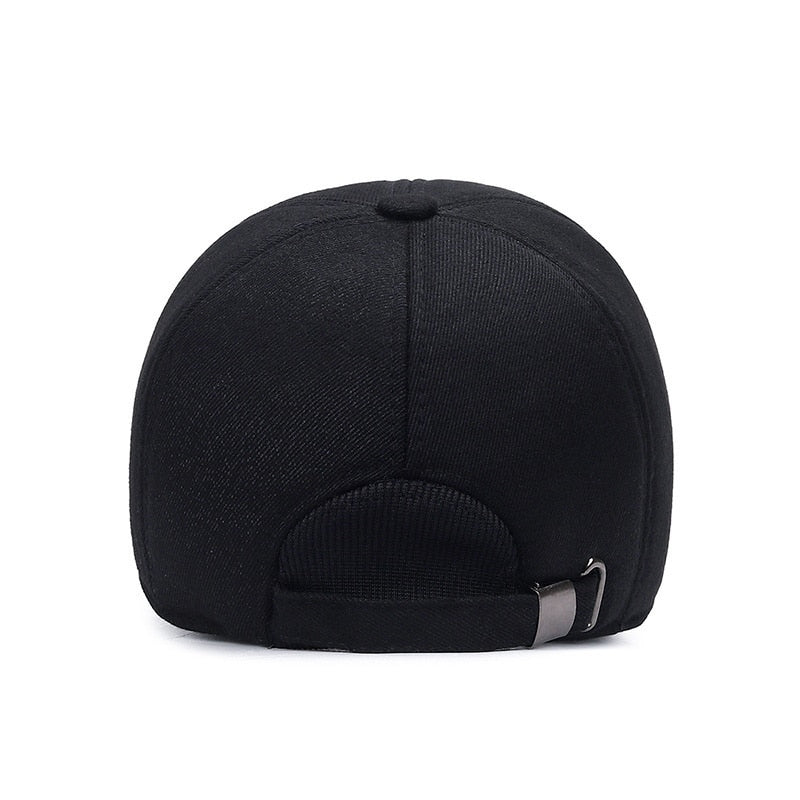 Winter Wool Baseball Cap with snapback Ear Flaps.