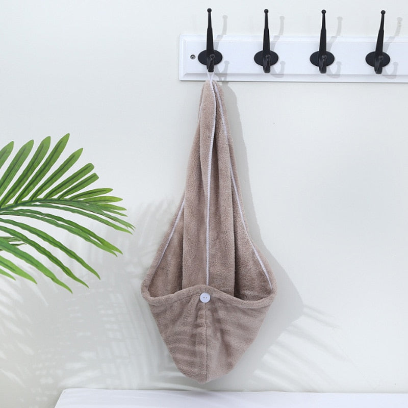 Absorbent quick -drying hair towel.