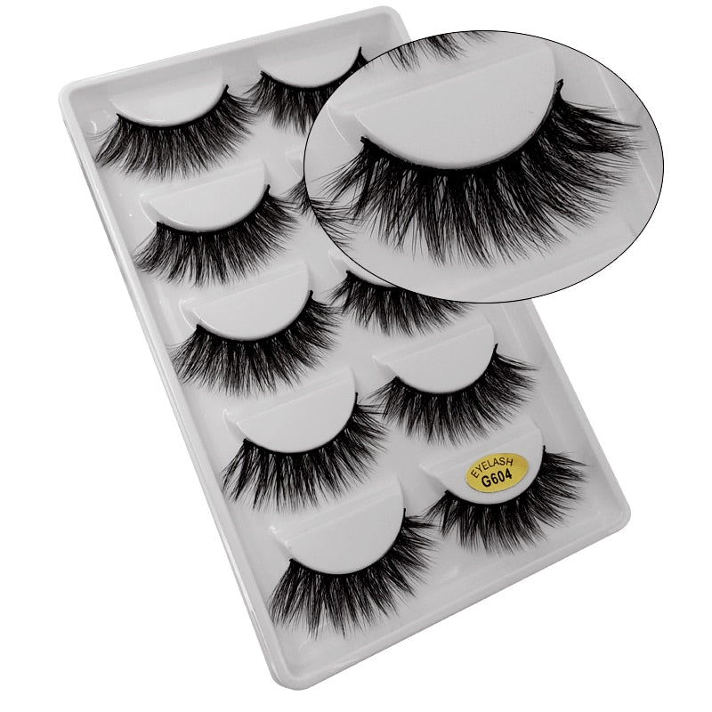 5 Pairs Multipack 3D Mink False Eyelashes.