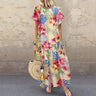 Women's ZANZEA Summer Bohemian Long, Short Sleeve Floral Print Sundress.