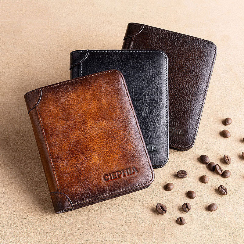 Men's Genuine Leather Rfid Protection Wallets.
