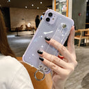 Glitter Powder Case For iPhone 12 13 11 X XR XS Max 7 8 Plus Transparent Soft TPU Wrist Strap & Shockproof Back.