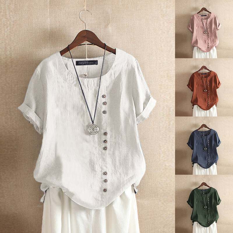 ZANZEA Women's Casual Cotton Long Sleeve Shirts.