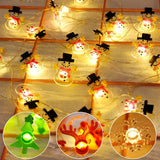 20 LED Lights 2M- Santa Claus, Snowman, Or Elk Christmas Garland.