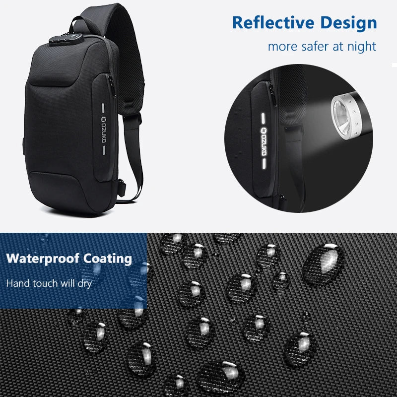 OZUKO Multifunction Waterproof Anti-theft Crossbody Bag for Men And Women