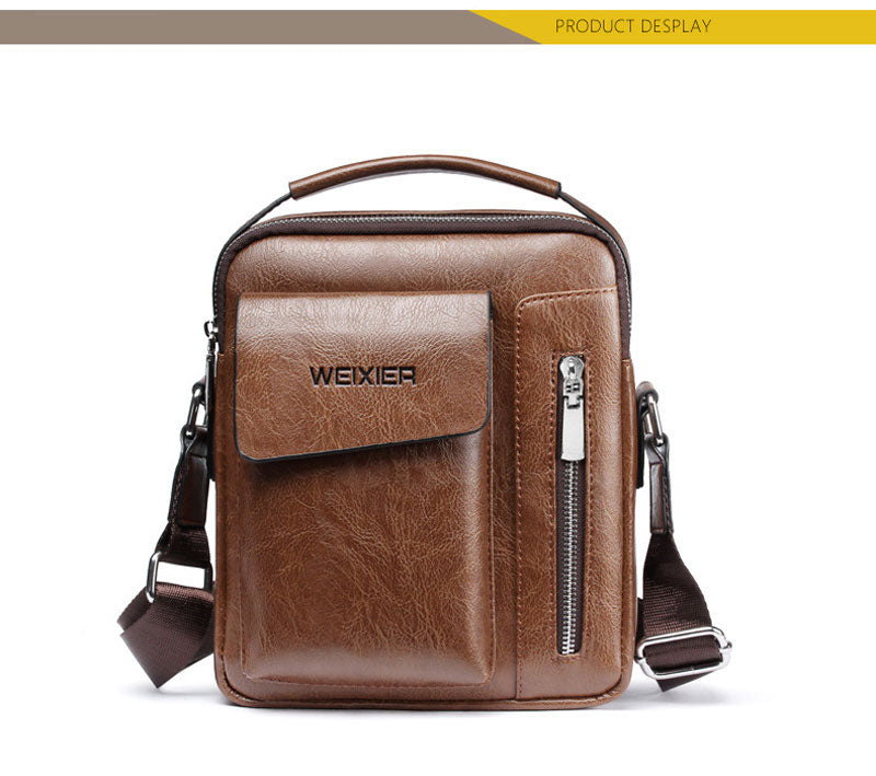 WEIXIER Men's Crossbody Multi-function Leather Bag.