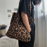 Corduroy Cotton Large Shoulder Shopping Totes