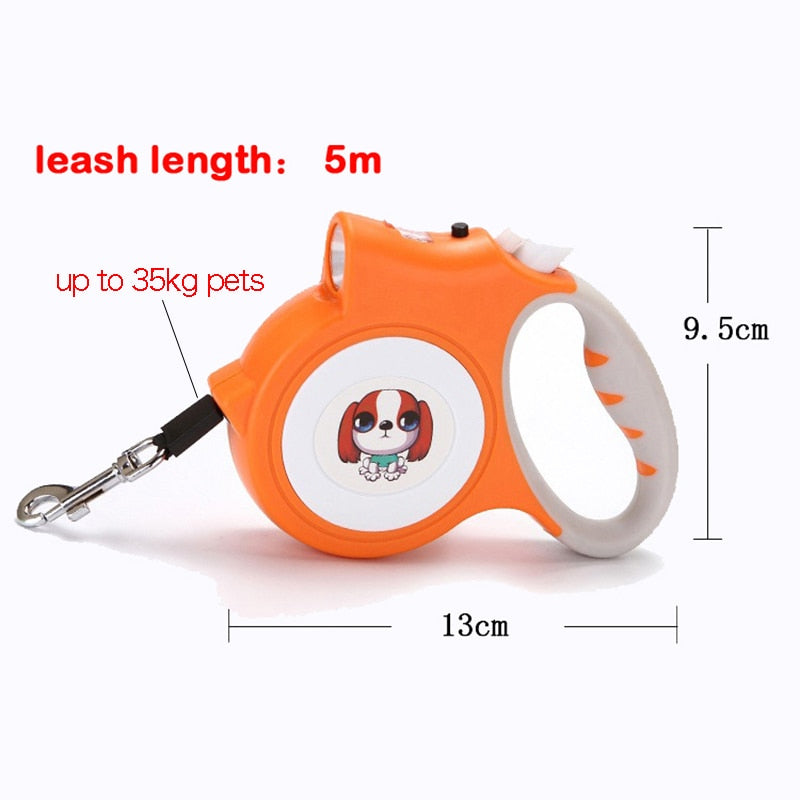 LED Retractable/Detachable Pet Leash with LED Flashlight.