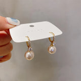 Lady's Elegant Pearl Pendant Earrings
