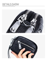 Women's Genuine Leather  Double Zipper Purse